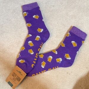 Game Day Cozy Cabin Purple Beer Socks